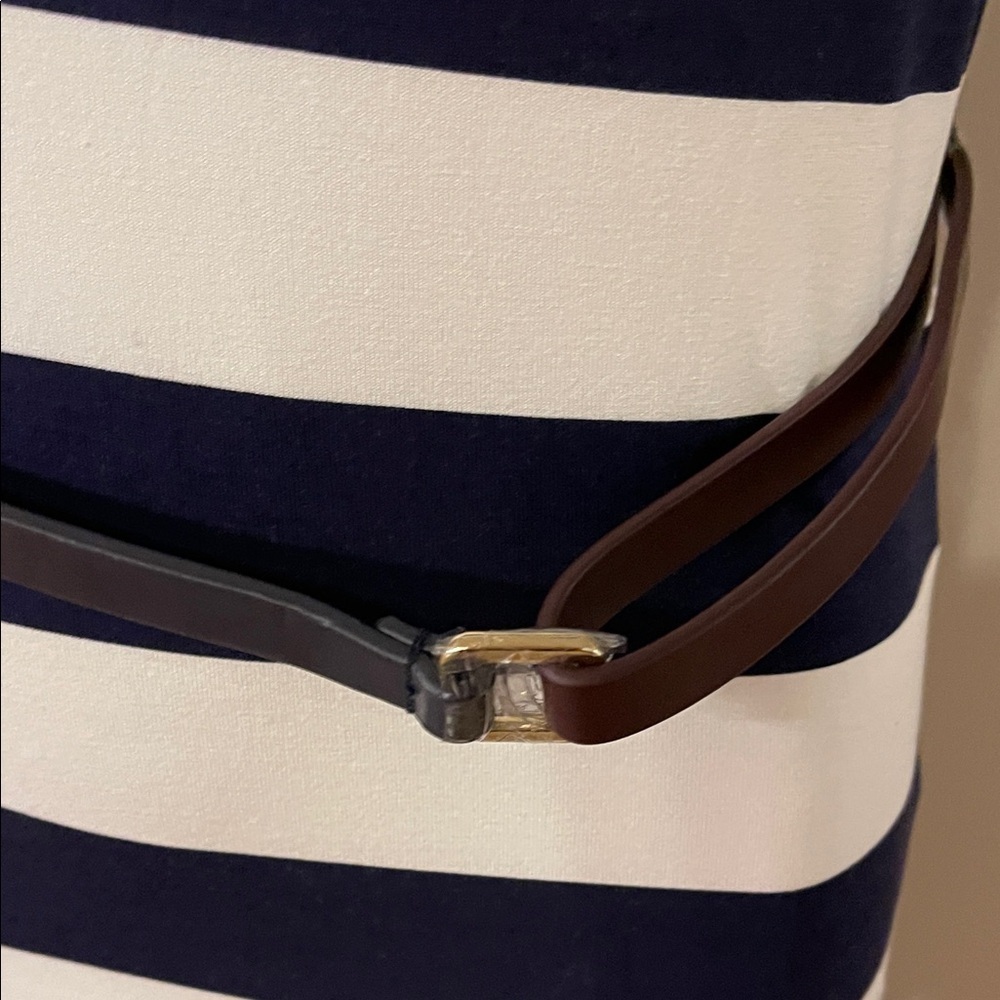 Ted Baker London Navy and Burgundy Striped Midi Dress - Picture 5 of 11